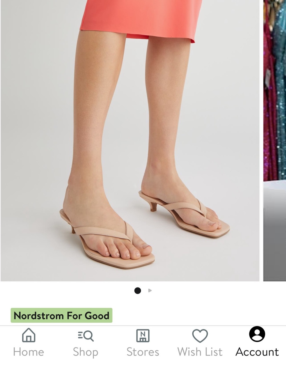 Nordstrom Beige Nude Kitten-Heel Thong Mules